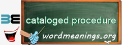 WordMeaning blackboard for cataloged procedure